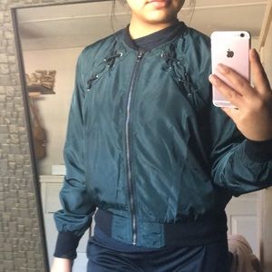 Olive green windbreaker